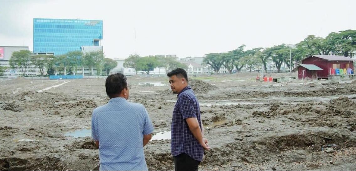 Lapangan Merdeka Medan dalam masa pengerjaan