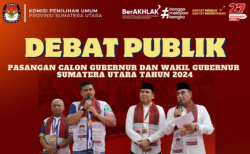 KPU Provinsi Sumatera Utara merilis poster pelaksanaan debat publik Pilgubsu 2024. 