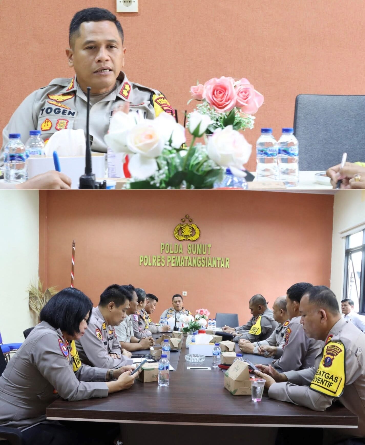 Kapolres Pematangsiantar AKBP Yogen Heroes Baruno, S.H., S.I.K, saat pimpin rapat dalam mendukung Program Pemerintah.