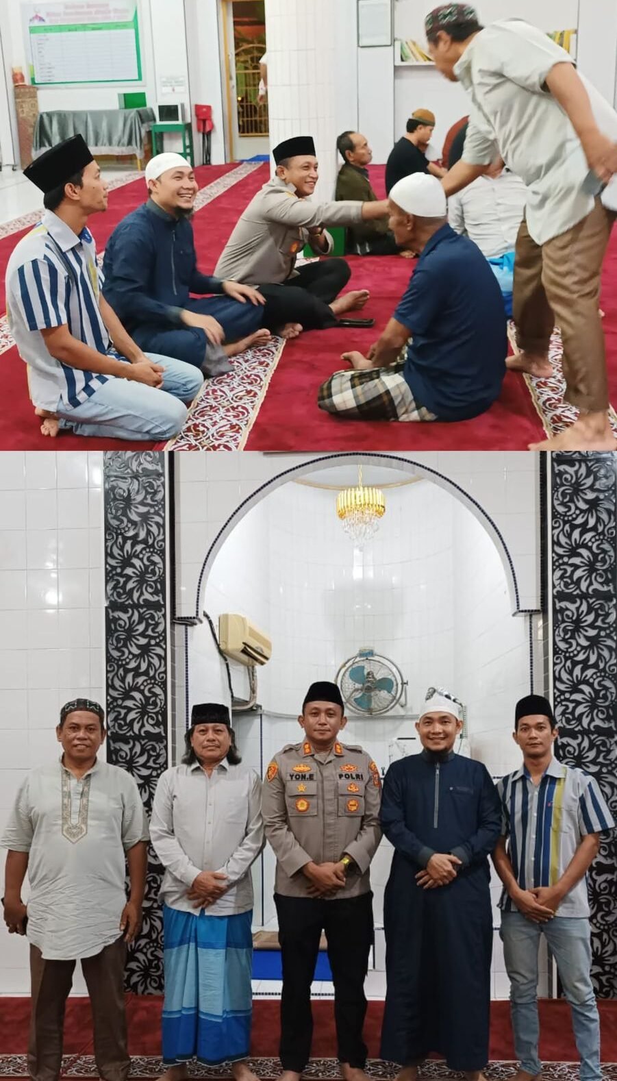 Kapolres Tanjung Balai AKBP Yon Edi Winara bersama Jamaah dan Anggota BKM Mesjid Taqwa.