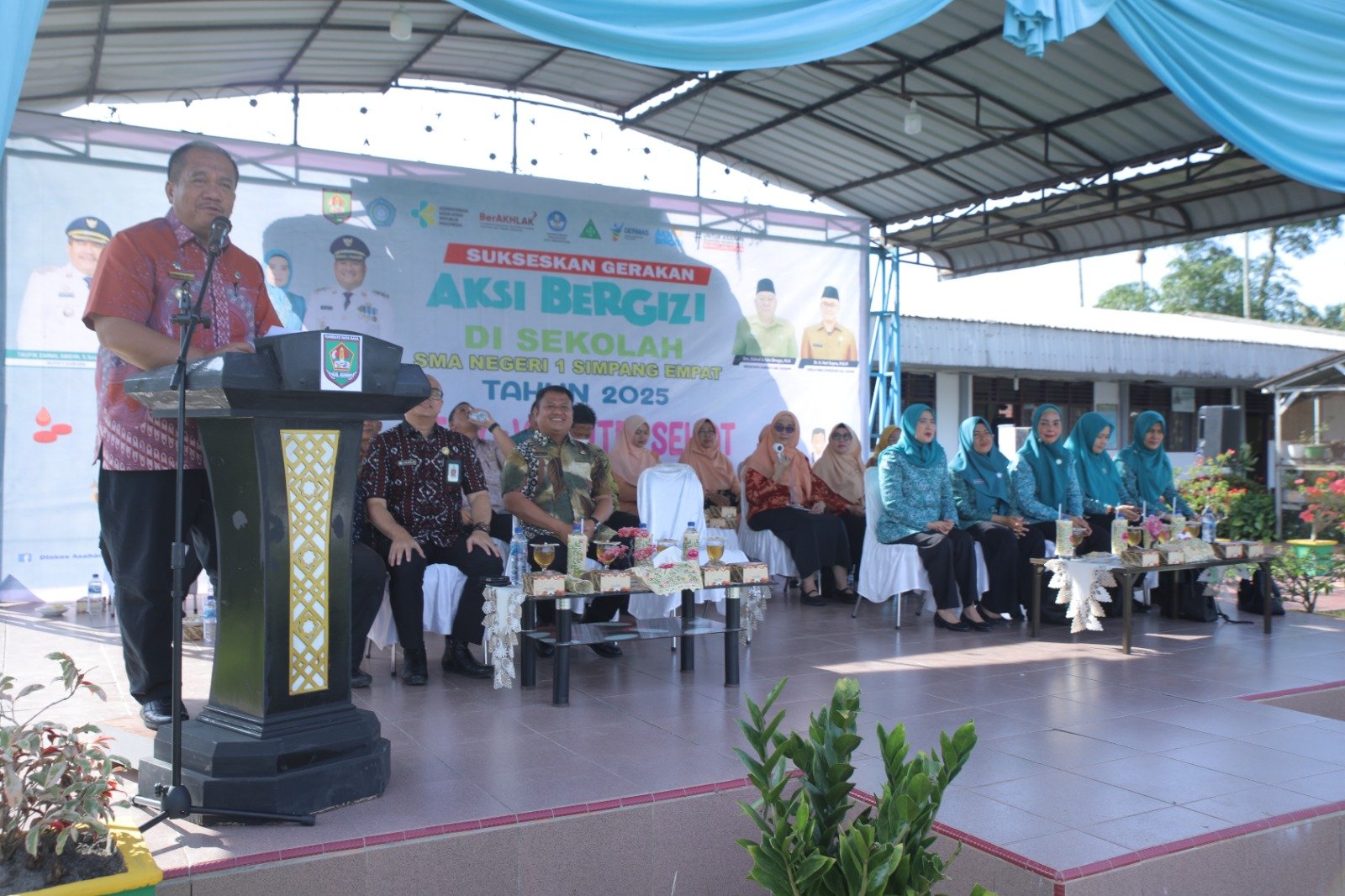 Bupati Asahan Taufik Zainal Abidin Sampaikan kata sambutan di acara pembukaan "Aksi Bergizi.