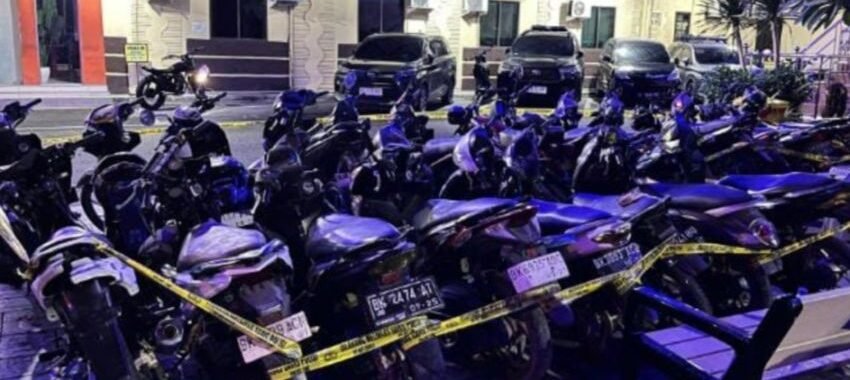 Sejumlah kenderaan sepeda motor yang berhasil diamankan pihak Unit Resmob Polrestabes Medan.