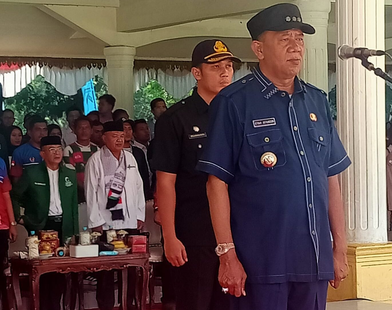 Bupati Langkat, H. Syah Bupati Langkat, H. Syah Afandin saat tampil sebagai pembina upacara
