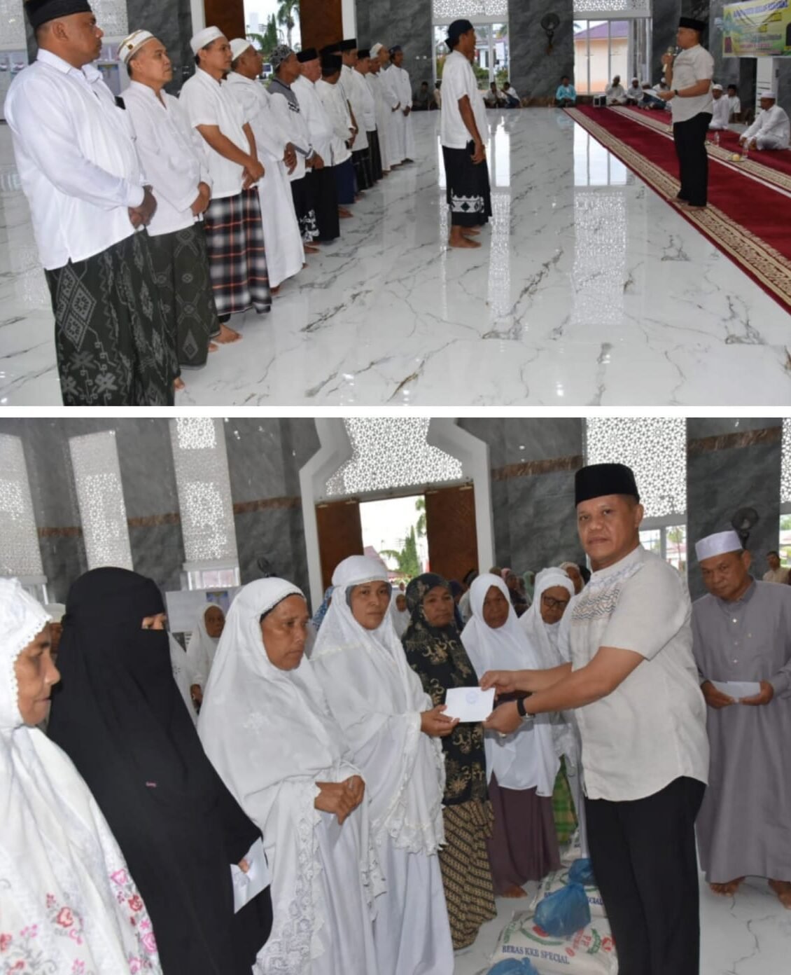 Plt. Asisten Pemerintahan dan Kesra Pemkab Tapteng Erman Syahrin, mengukuhkan Pengurus BKM Agung Al-Muslimin Tapteng periode 2025-2029 dan pemberian Zakat kepada 50 orang penerima, Minggu (10/8/2025).
