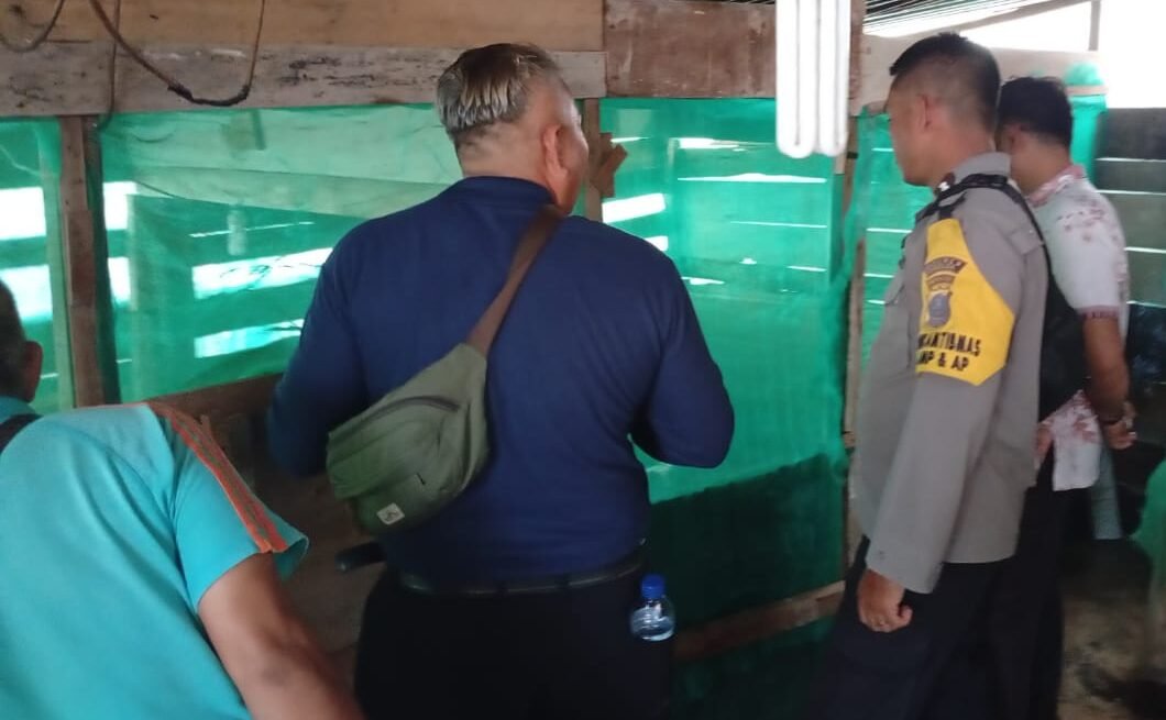 Aipda Makmur Sinaga bersama jajaran Kelurahan Aek Parombunan, meninjau langsung kondisi kandang ternak babi milik warga yang berdampak kepada masyarakat sekitar akibat limbah ternak. *