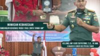 Danrem 022/Pantai Timur, Kolonel Inf Agus Supriyono, S.E., M.Han., saat berikanmateri wawasan kebangsaan kepada calon Mahasiswa baru STIKOM Tunas Bangsa.