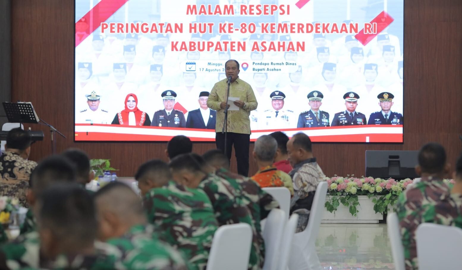Bupati Asahan Taufik Zainal Abidin sampaikan kata sambutan diacara Malam Resepsi HUT ke-80.