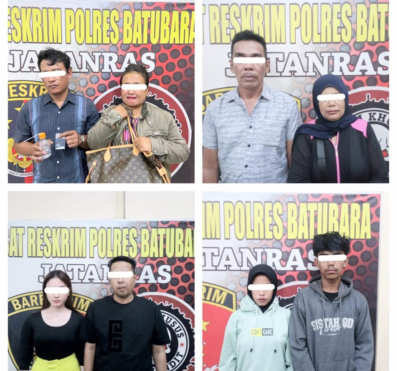 Ke empat pasangan bukan suami istri berikut barang bukti sudah diamankan pihak Polres Batu Bara