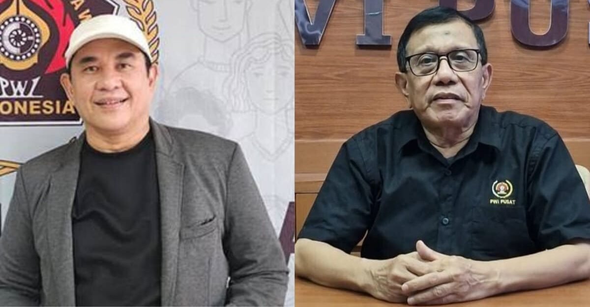Ketua Umum Persatuan Wartawan Indonesia (PWI) hasil Kongres Bandung, Hendry Ch Bangun, dan Ketua Umum PWI hasil Kongres Luar Biasa (KLB), Zulmansyah Sekedang