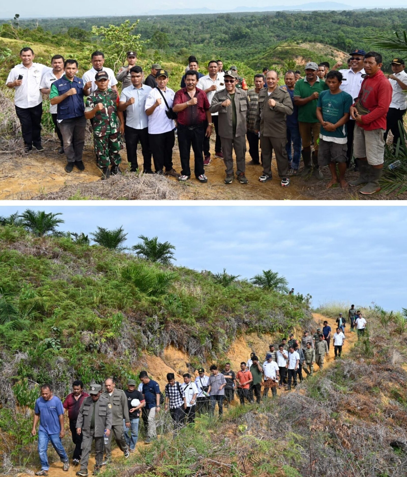 Bupati Tapteng Masinton, SH, MH bersama Wakil Bupati Mahmud Efendi dan Perangkat OPD Tapteng saat meninjau Kawasan Hutan Produksi Terbatas di Kecamatan Sorkam Barat, Rabu (30/07/2025)