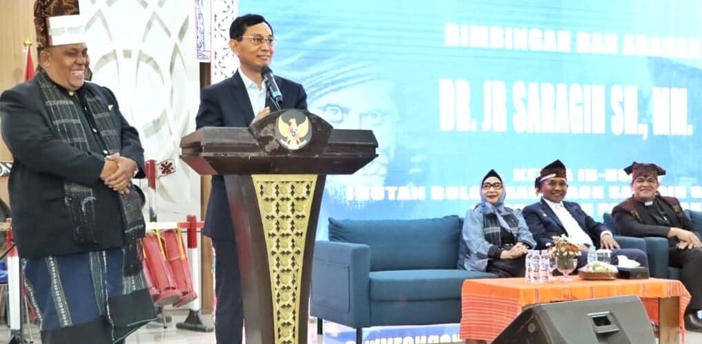 Ketua Umum HSGBP Pusat, Dr JR Saragih saat sampaikan sambutan pada Pelantikan Pengurus HSGBP Masa Bhakti 2025-2030