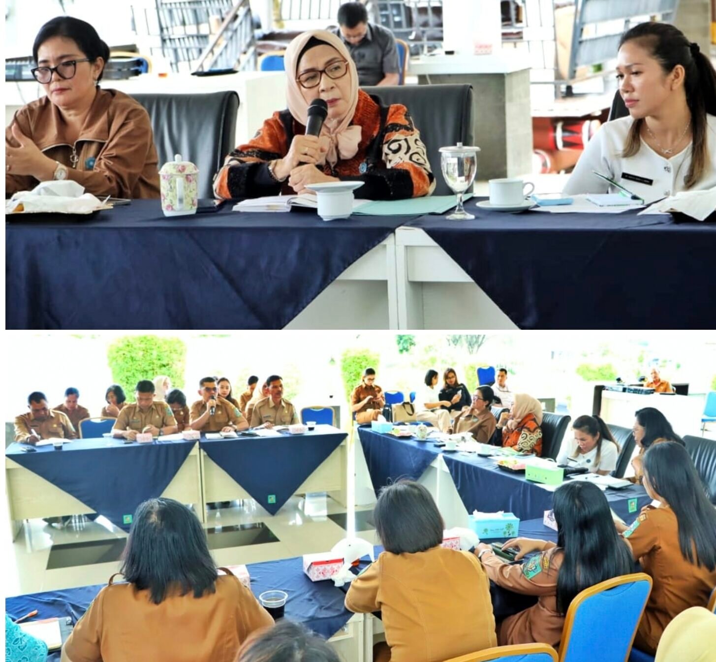 Ketua TP PKK Simalungun ( pegang mic) saat pimpin Rakor Dukungan World Clean Up Day 2025.