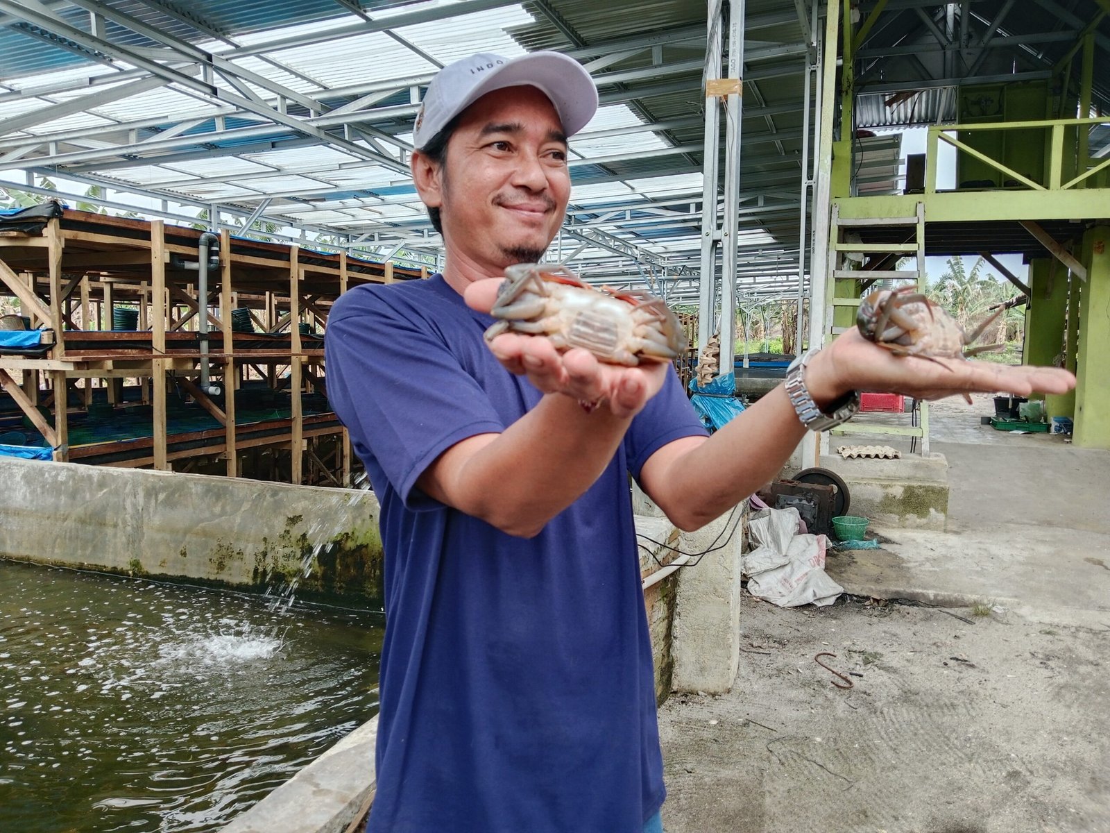 Irawan Sinaga bersama Kepeting Cangkang Lunak