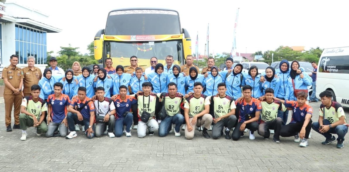 kontingen atlet bola voli putra dan putri yang akan berlaga di Kejurprov Sumatera Utara Tahun 2025.