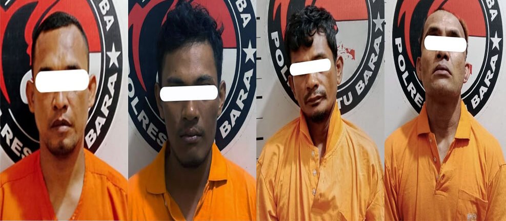 Empat pengedar dan pengguna narkoba yang telah diamankan pihak kepolisian Polres Batu Bara