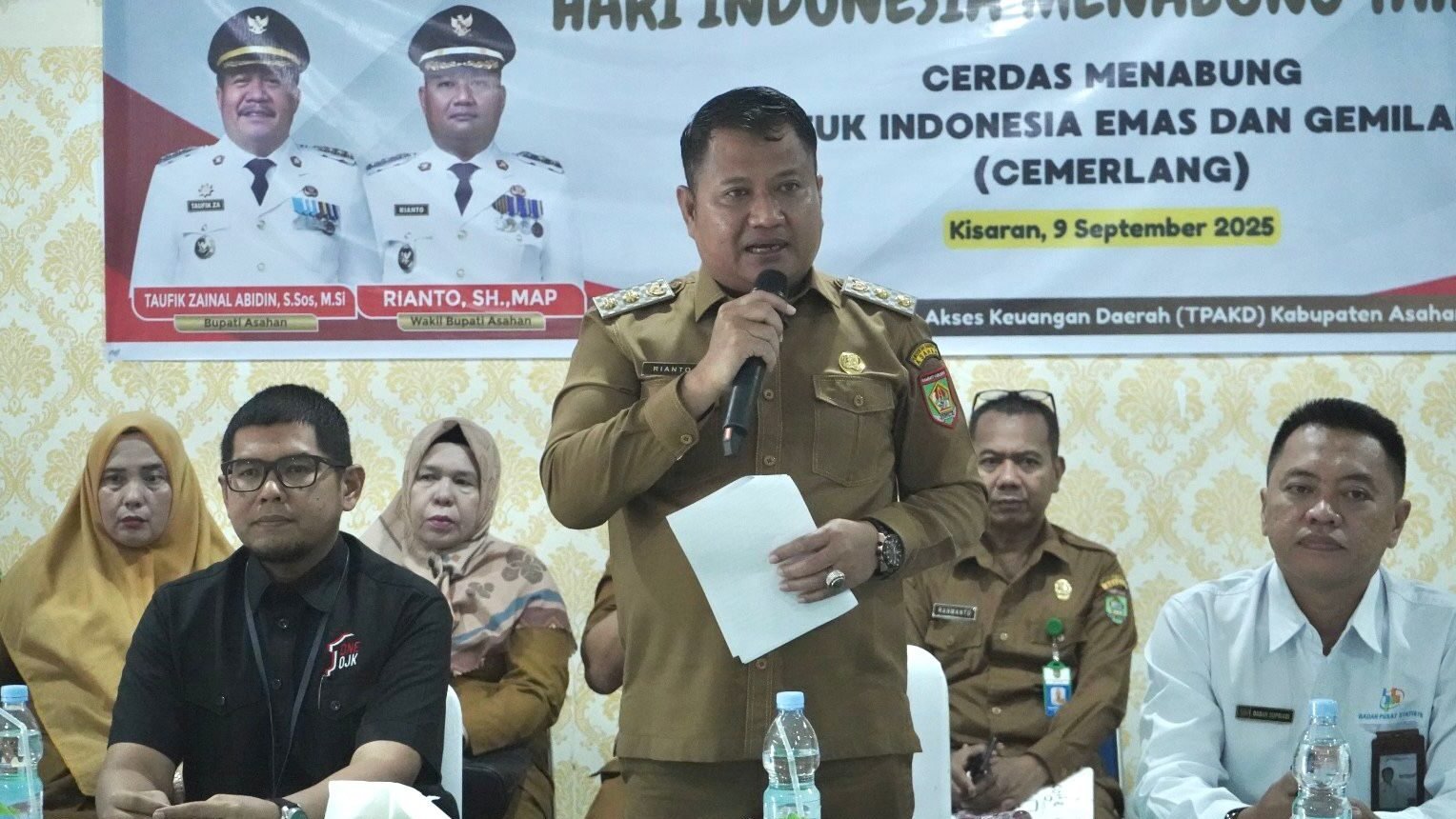 Wabup Asahan Rianto sampaikan kata sambutan di acara Hari Indonesia Menabung.