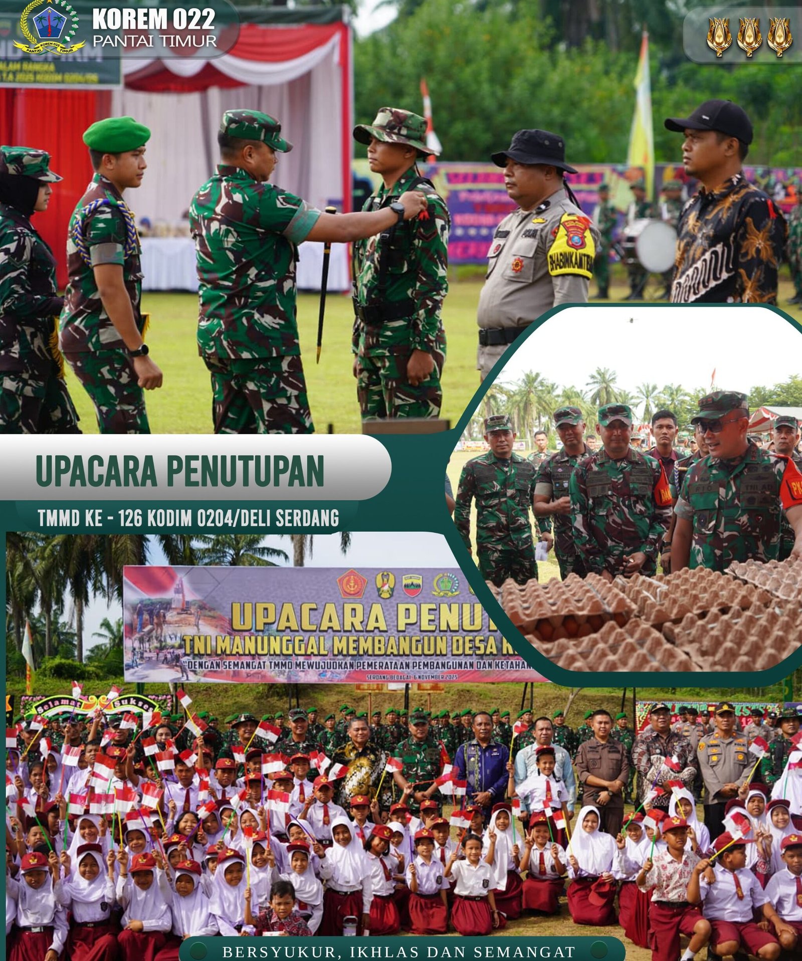 Penutupan TNI Manunggal Membangun Desa ke-126 Tahun 2025 Kodim 0204/Deli Serdang di Lapangan Sepak Bola Desa Hevea.
