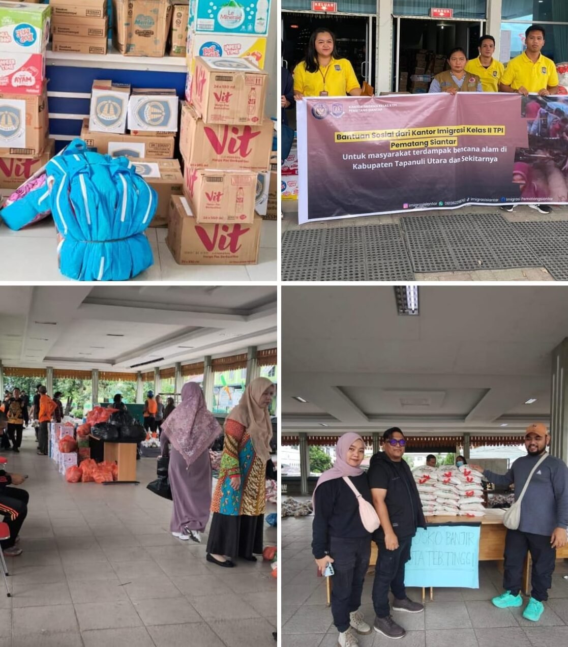 Kantor Imigrasi Kelas II TPI Pematangsiantar saat Gelar kegiatan Bakti Sosial Untuk Korban Banjir di Tebing Tinggi dan  Tapanuli Utara. 