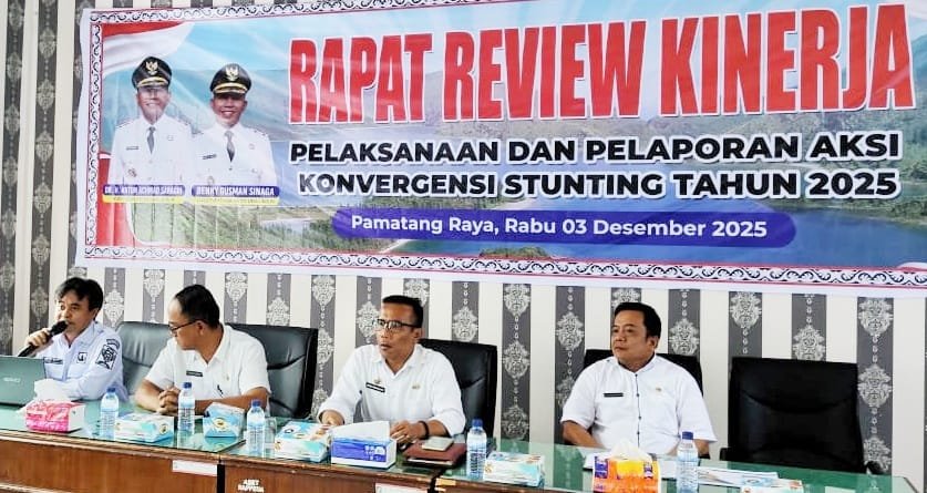 Pemkab Simalungun saat lakukan Review Pelaksanaan dan Pelaporan Aksi Konvergensi Stunting Tahun 2025. 