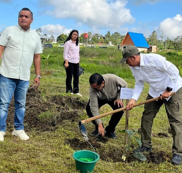Utusan khusus Presiden melakukan penanaman pohon bersama Bupati dan pejabat lainnya di Jetun Silangit.