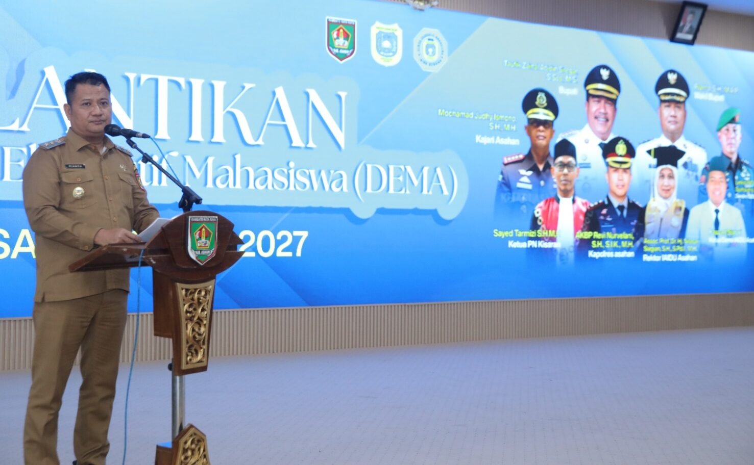 Rianto sampaikan sambutannya dalam pelantikan DEMA IAIDU Asahan