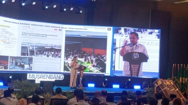 Mendagri RI Muhammad Tito Karnavian tatkala memberikan kata sambutan di Musrenbag RKPD Sumut tahun 2027.