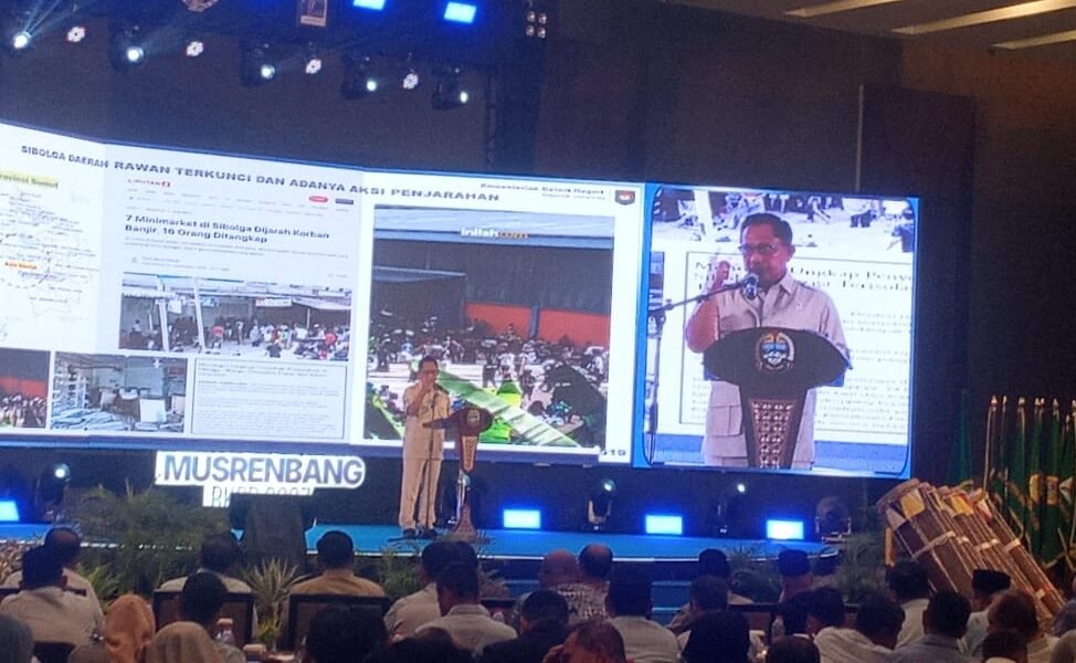 Mendagri RI Muhammad Tito Karnavian tatkala memberikan kata sambutan di Musrenbag RKPD Sumut tahun 2027.