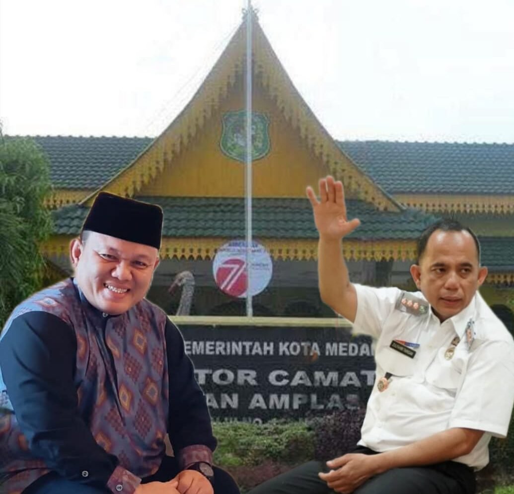 Kolase foto Camat Medan Amplas, Zulfahmi Tarigan SIP, MSP dengan Ketua LPTQ Kecamatan Medan Amplas, H Ahmad Muhajir.