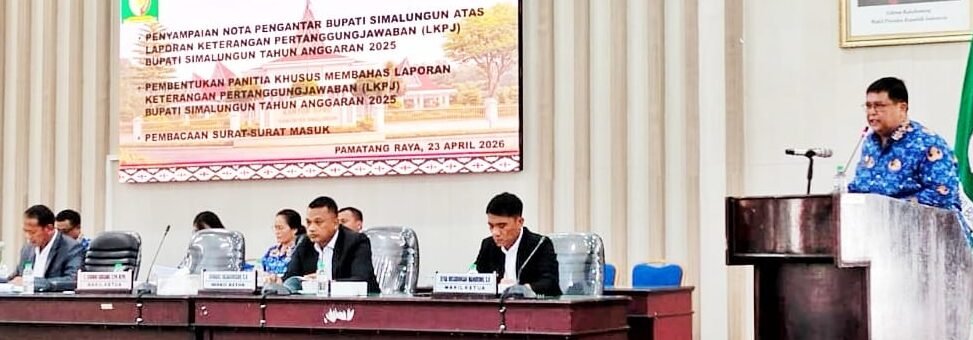 Sekretaris Daerah Sialungu Mixnon Andreas Simamora saat sampaikan Nota Pengantar LKPJ Tahun Anggaran 2025 Ke DPRD. 