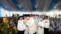 Gubernur Sumatera Utara (Sumut) Muhammad Bobby Afif Nasution didampingi Wakil Gubernur Sumut Surya, Pj Sekdaprov Sumut Sulaiman Harahap, Ketua TP PKK Sumut Kahiyang Ayu, Staf Ahli 1 TP PKK Sumut Titiek Sugiharti, serta para Organisasi Perangkat Daerah Sumut dan perwakilan Forkopimda mengikuti Pengajian Akbar yang menghadirkan Penceramah Nasional Ustaz Das'ad Latif di Mesjid Raya Al-Mashun, Medan, Selasa (5/5/2026). Kegiatan ini merupakan rangkaian acara Peringatan Hari Jadi Ke-78 Provinsi Sumatera Utara.