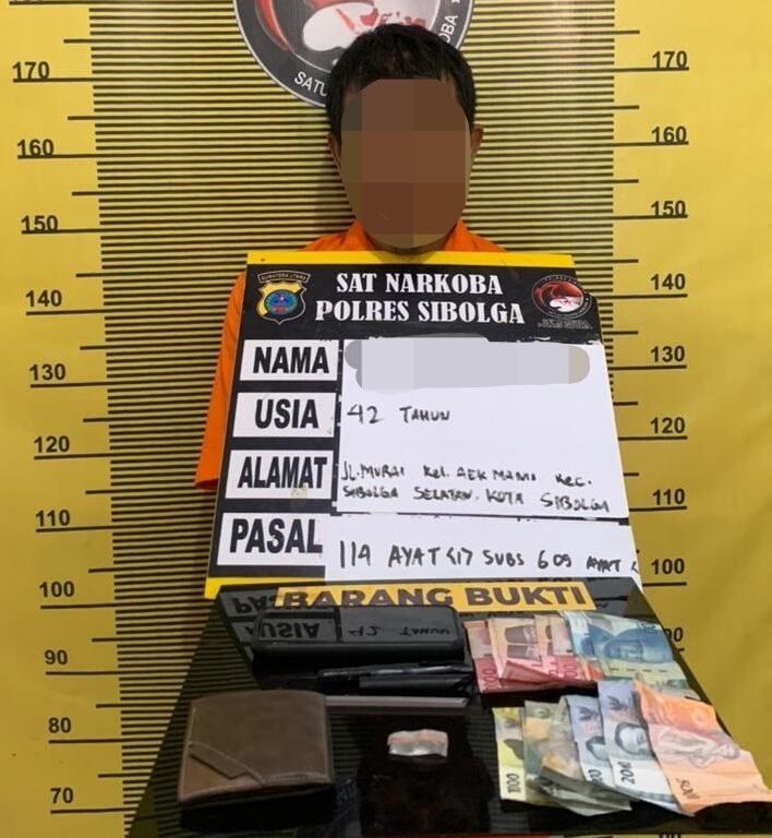 Tersangka residivis narkotika berinisial DKL (42) saat diperiksa di Mapolres Sibolga, Kamis (21/5/2026).